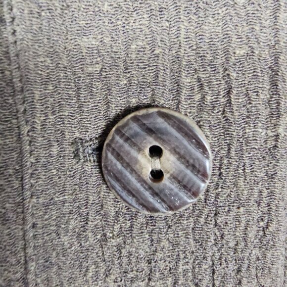 VTG J. Jill Hemp/Silk Blend Button-Front Jacket L Brown Pockets Textured Relaxed - Picture 10 of 11